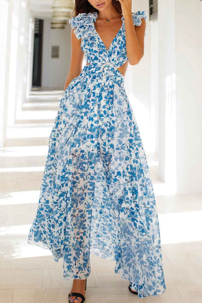 Isadora | Ruffle Sleeve Cut-Out Maxi Dress