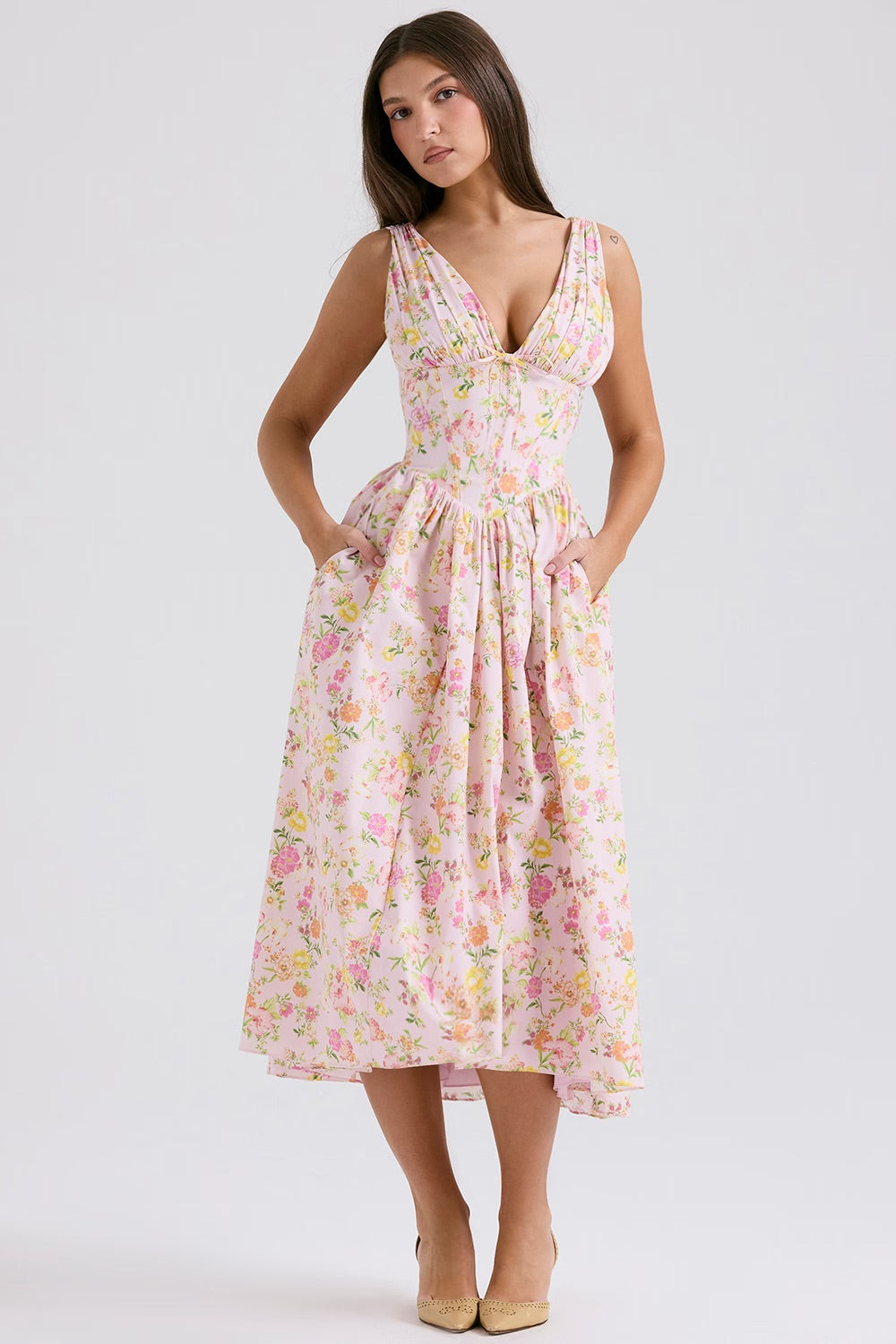 Giulietta | Summer Midi Dress with Colorful Flowers