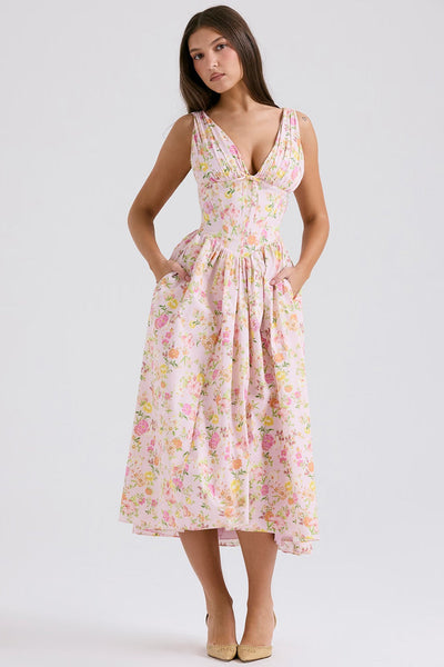 Giulietta | Summer Midi Dress with Colorful Flowers