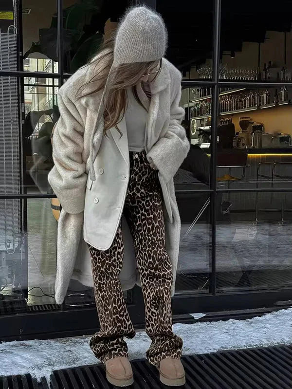 Brit & Boho™ I Leopard Denim Straight Jeans