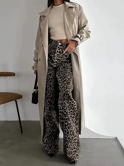 Brit & Boho™ I Leopard Denim Straight Jeans