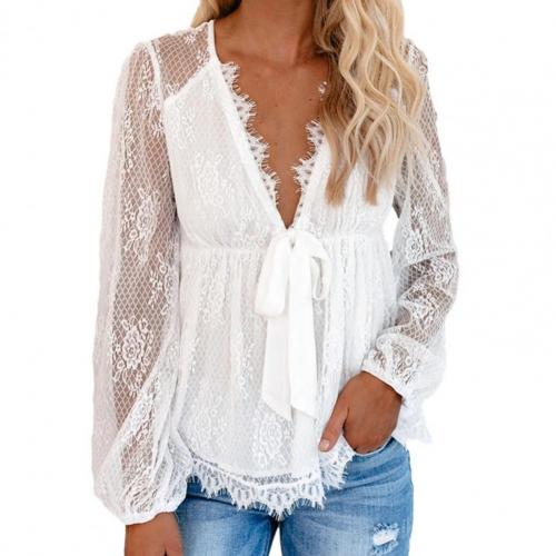 Viki| Elegant Lace Blouse with Daring V-Neck