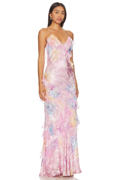 Isadora | Romantic Long Pastel Silk Dress