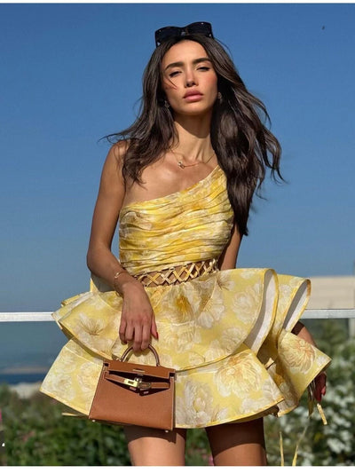 Daphne | One-Shoulder Floral Mini Dress