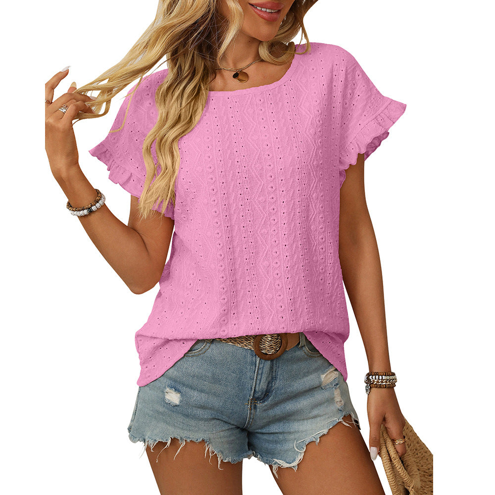 Viki – Broderie Ruffle Sleeve Top