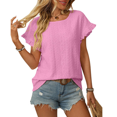 Viki – Broderie Ruffle Sleeve Top