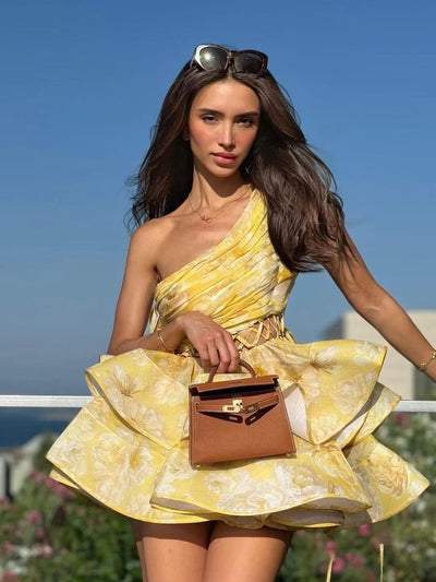 Daphne | One-Shoulder Floral Mini Dress