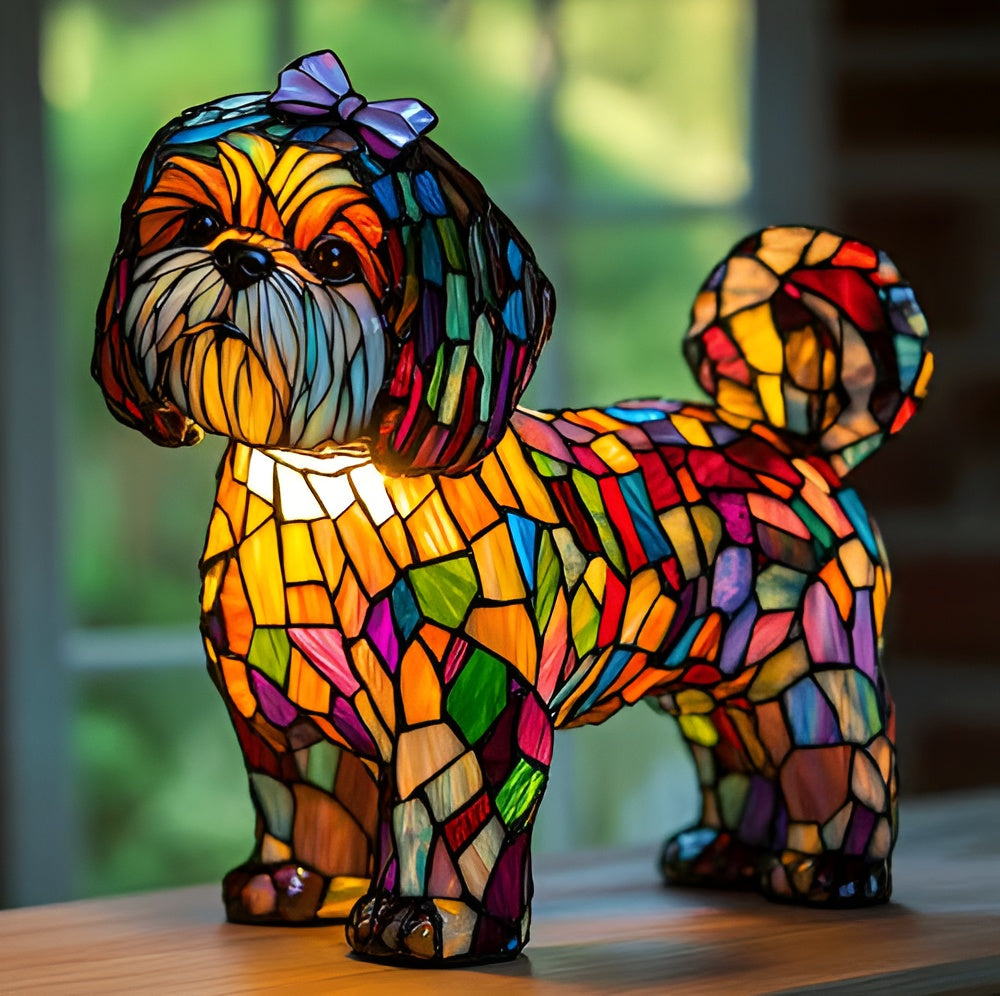 Nina | Magisk Stained Glass Dog Lamp