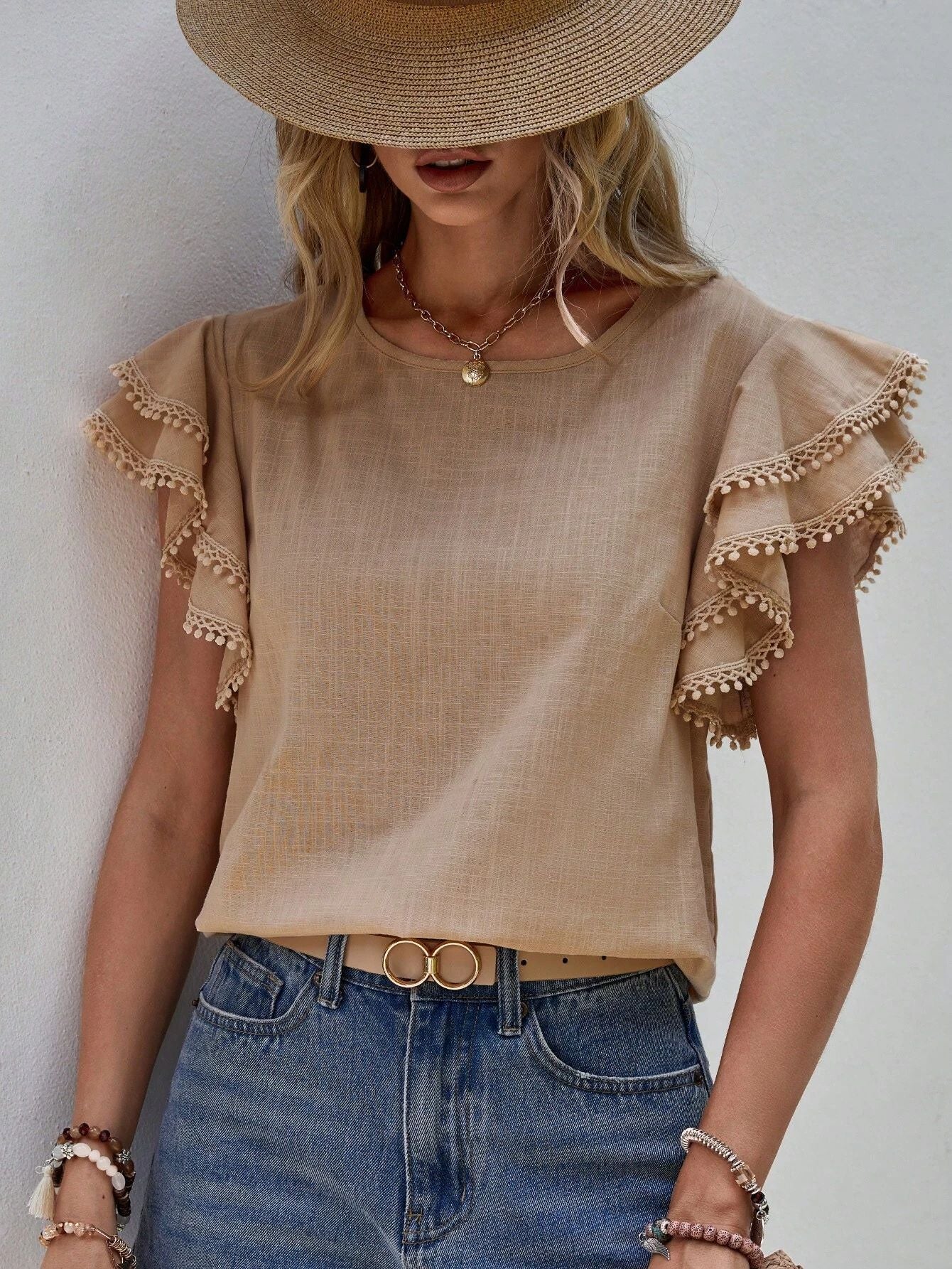 Viki – Frill Sleeve Textured Blouse
