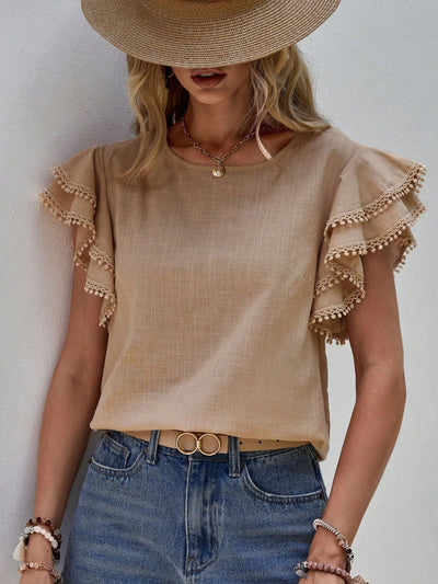 Viki – Frill Sleeve Textured Blouse