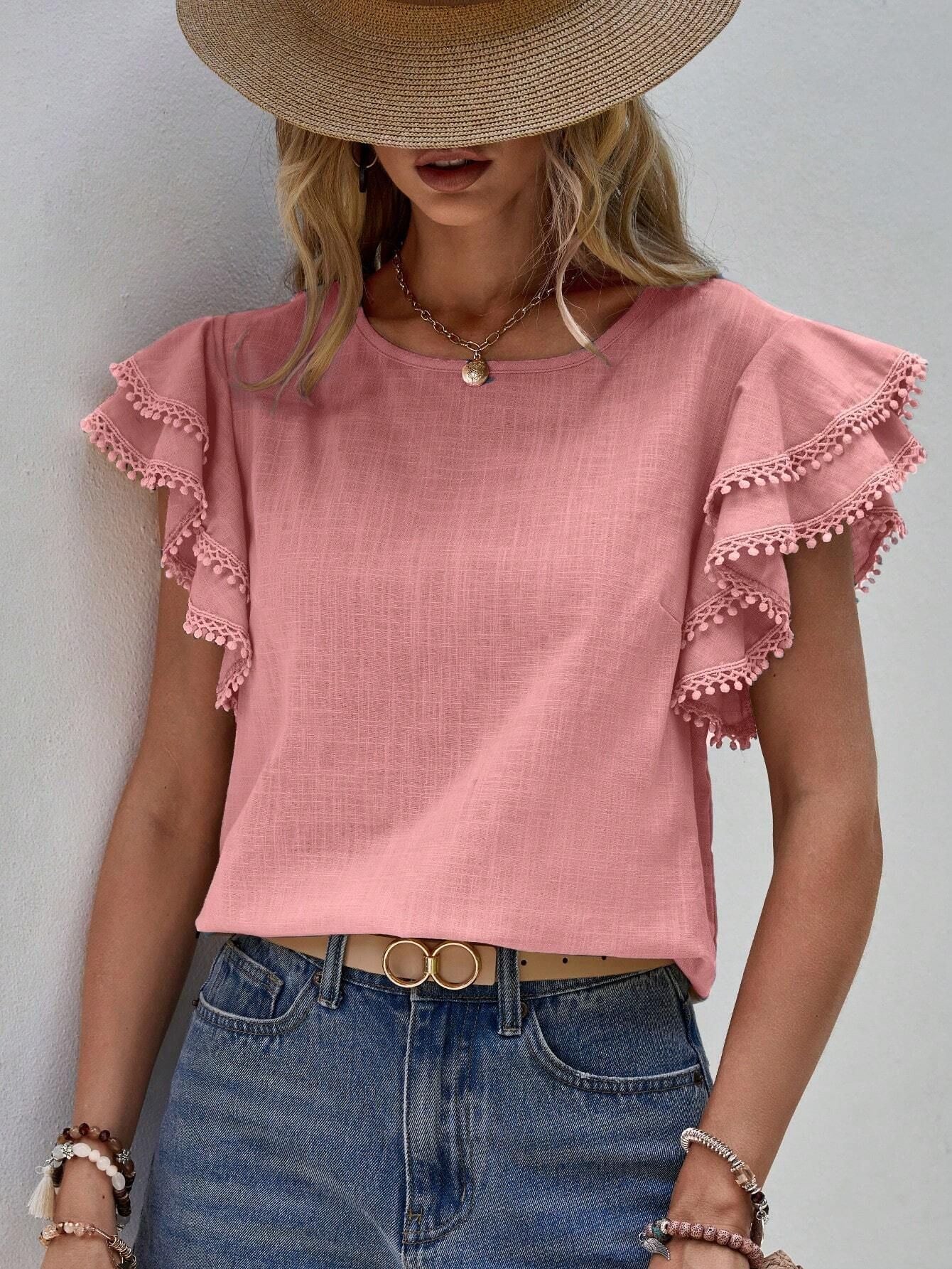 Viki – Frill Sleeve Textured Blouse