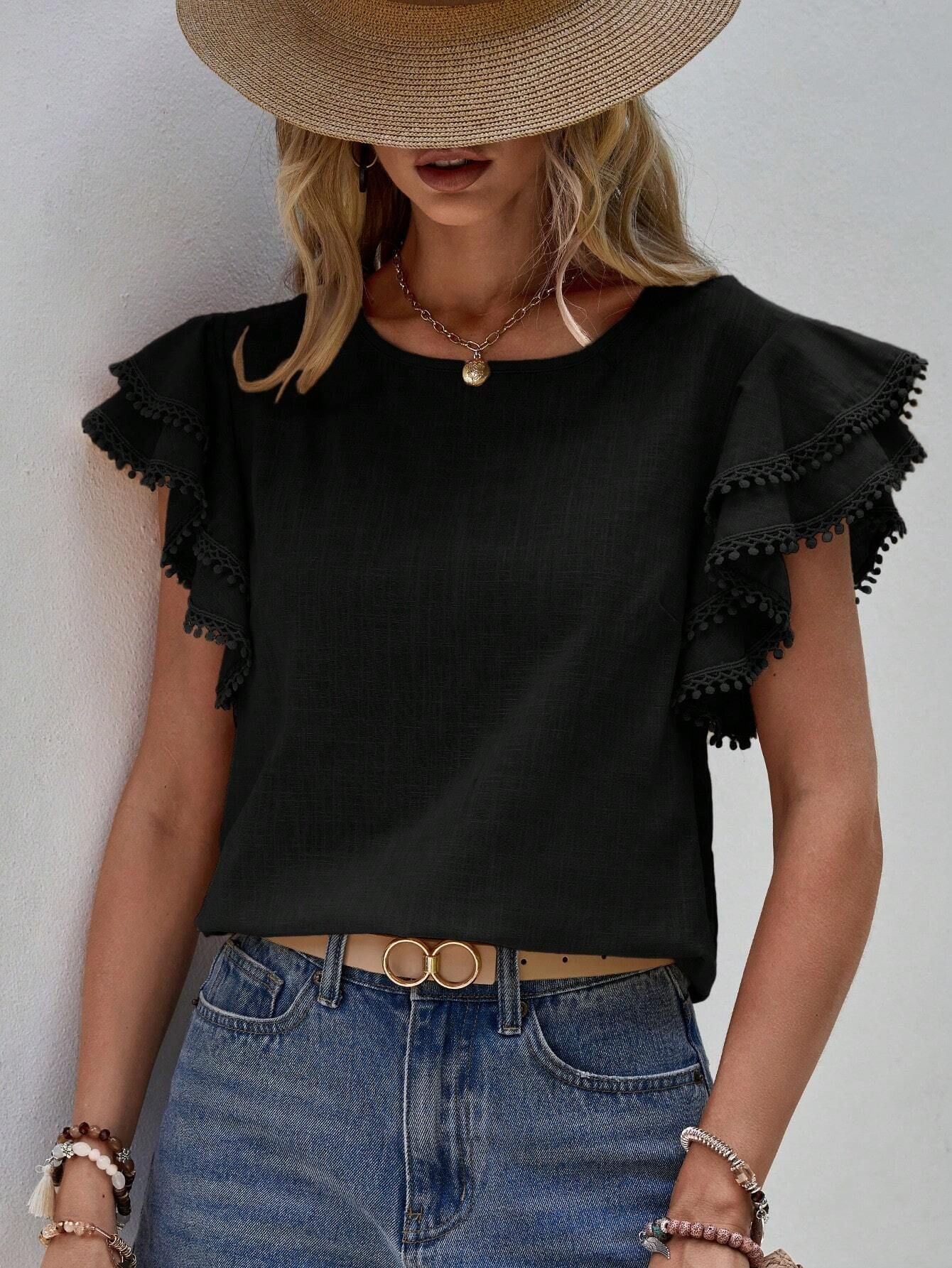 Viki – Frill Sleeve Textured Blouse