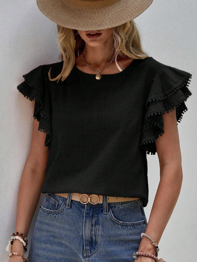 Viki – Frill Sleeve Textured Blouse