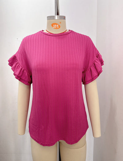 Viki – Textured Ruffle Sleeve Top