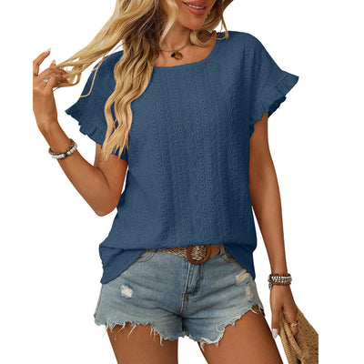 Viki – Broderie Ruffle Sleeve Top
