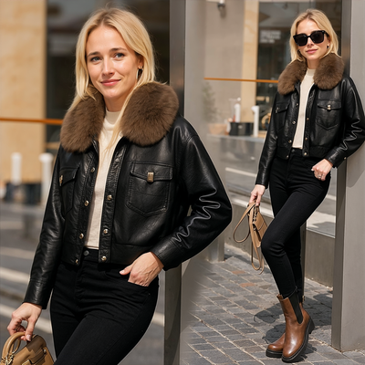 Roxy - Leather jacket with faux fur