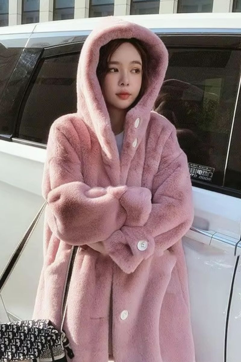 FAUX FUR HOODED TEDDY JACKET