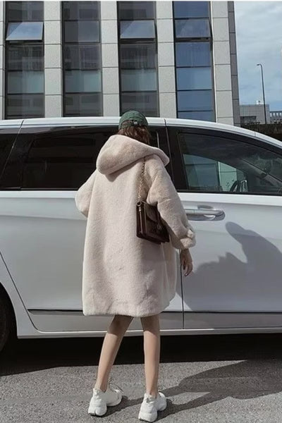 FAUX FUR HOODED TEDDY JACKET