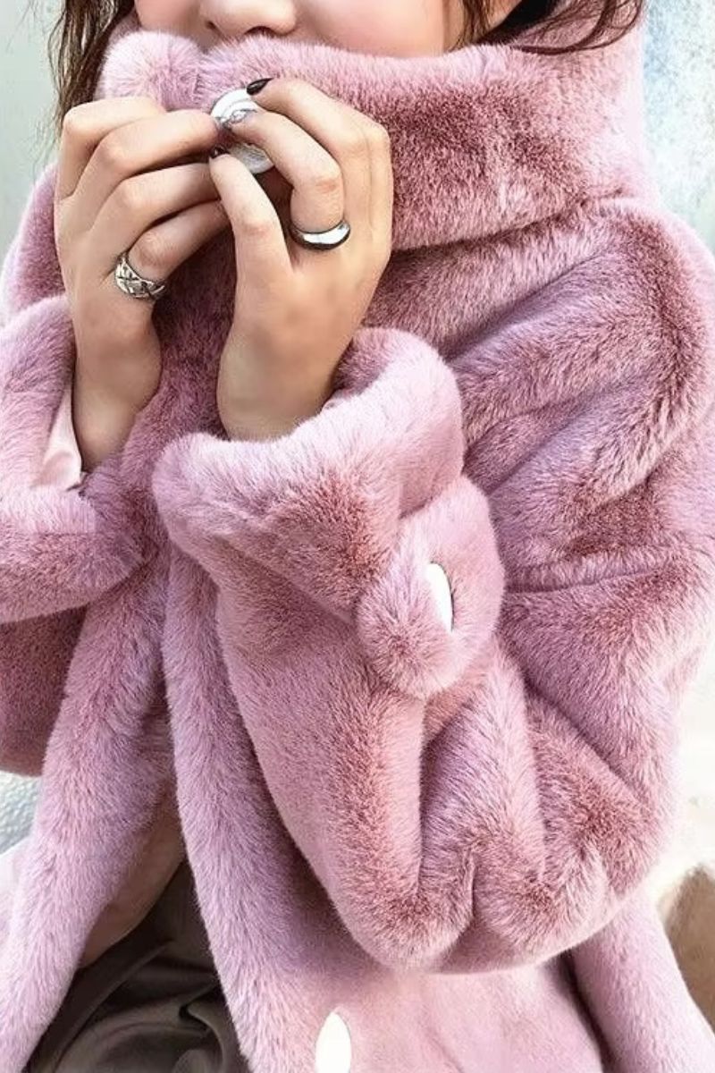 FAUX FUR HOODED TEDDY JACKET