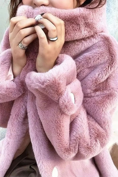 FAUX FUR HOODED TEDDY JACKET