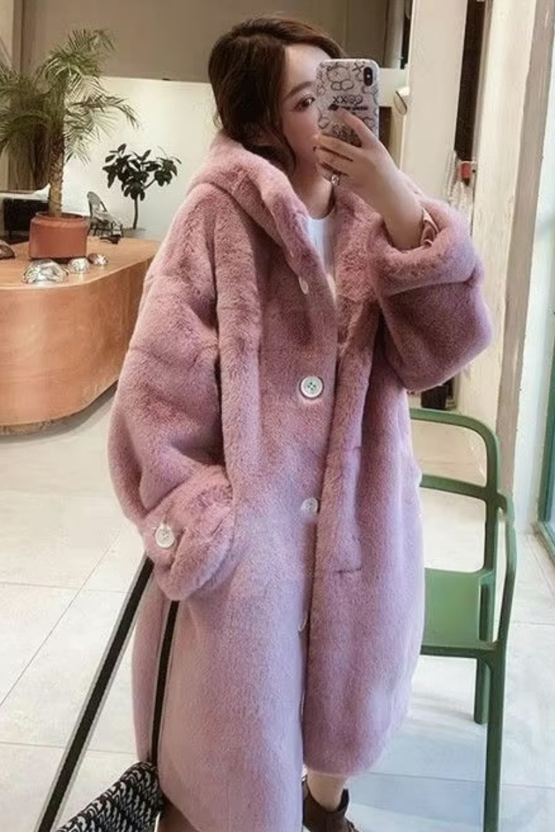 FAUX FUR HOODED TEDDY JACKET
