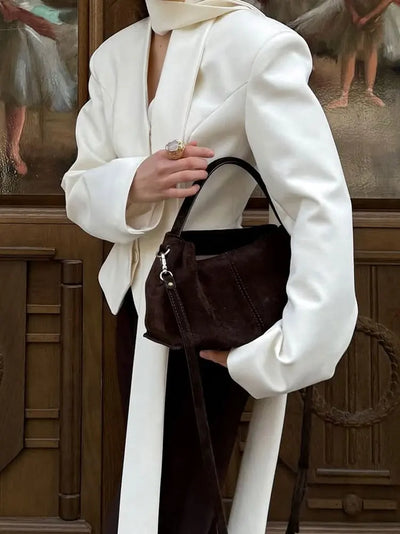 LUXURY V-NECK STRIPED COAT