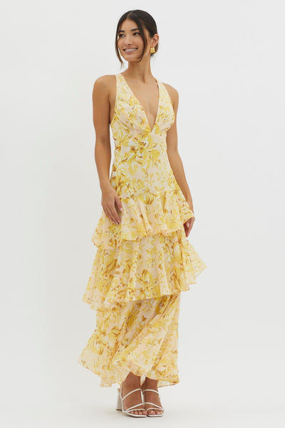 Siena | Yellow Floral Summer Ruffle Dress