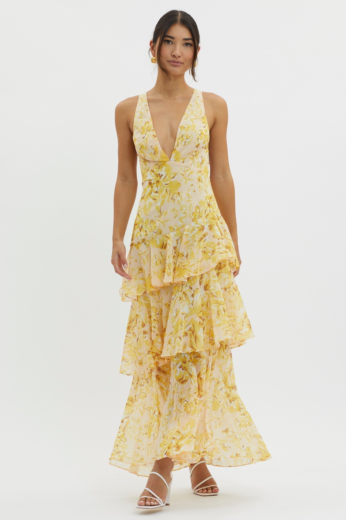 Siena | Yellow Floral Summer Ruffle Dress
