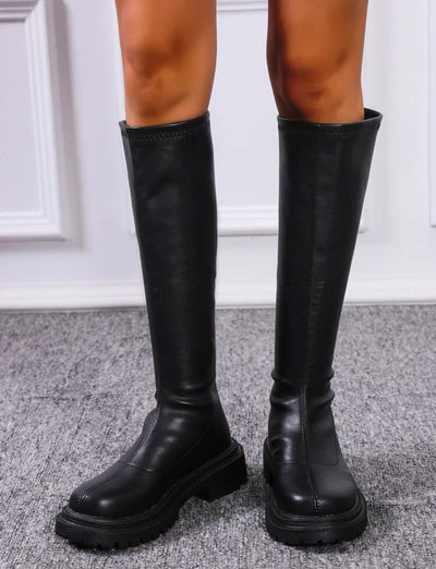 SABRINA KNEE HIGH CHUNKY SOLE BOOTS
