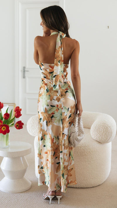 Shannon | Floral Maxi Dress with Halter Neckline