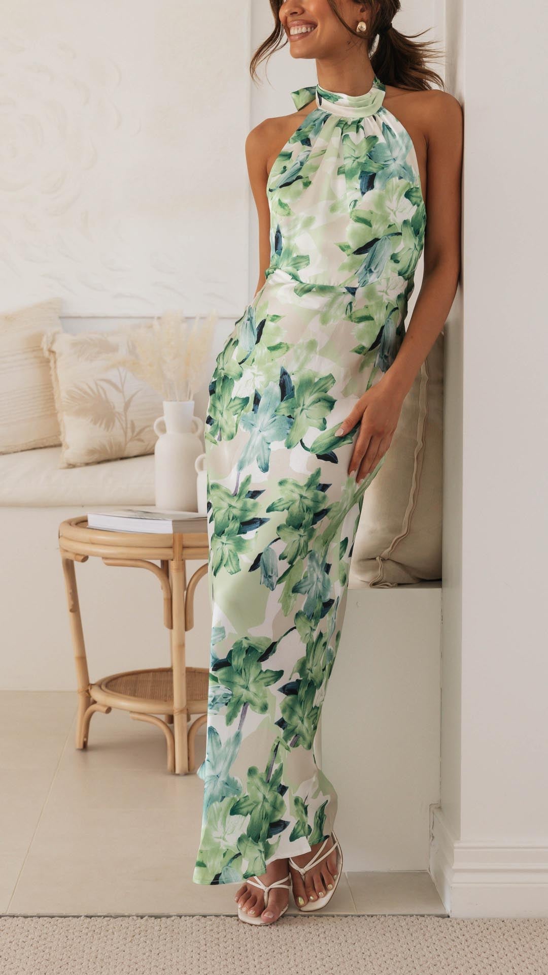 Shannon | Floral Maxi Dress with Halter Neckline