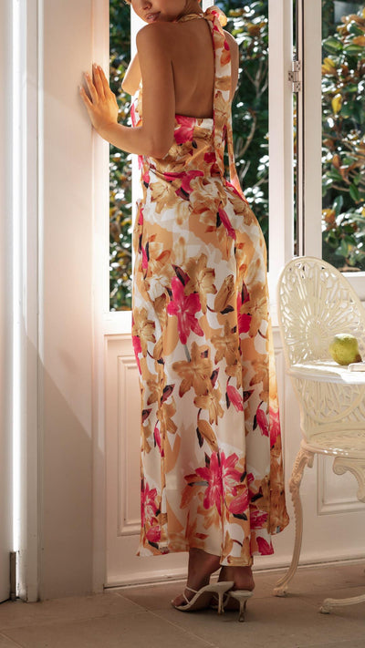 Shannon | Floral Maxi Dress with Halter Neckline