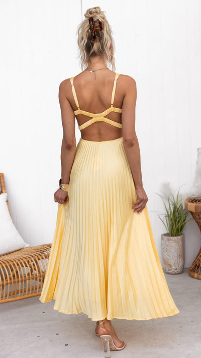 Lucy | Pleated Maxi Dress with V-Neckline