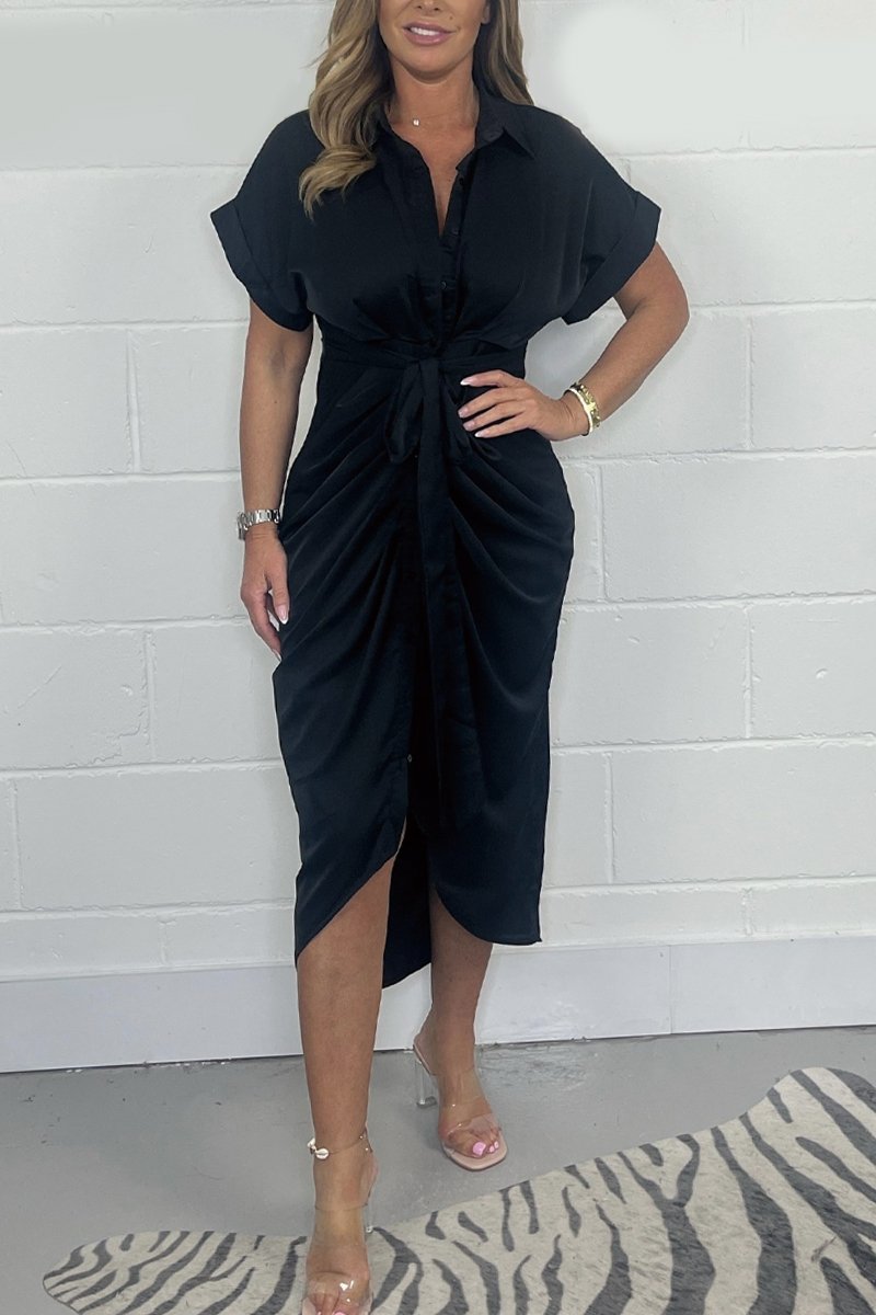 💖Women's Satin Button Down Dress