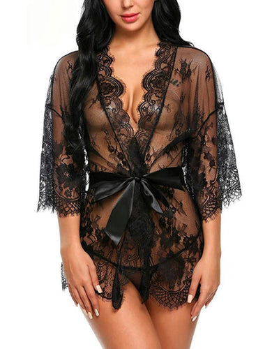 Elegant lace pajamas in solid color