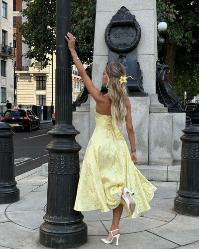 Esmeralda | Sleeveless Halter Midi Dress
