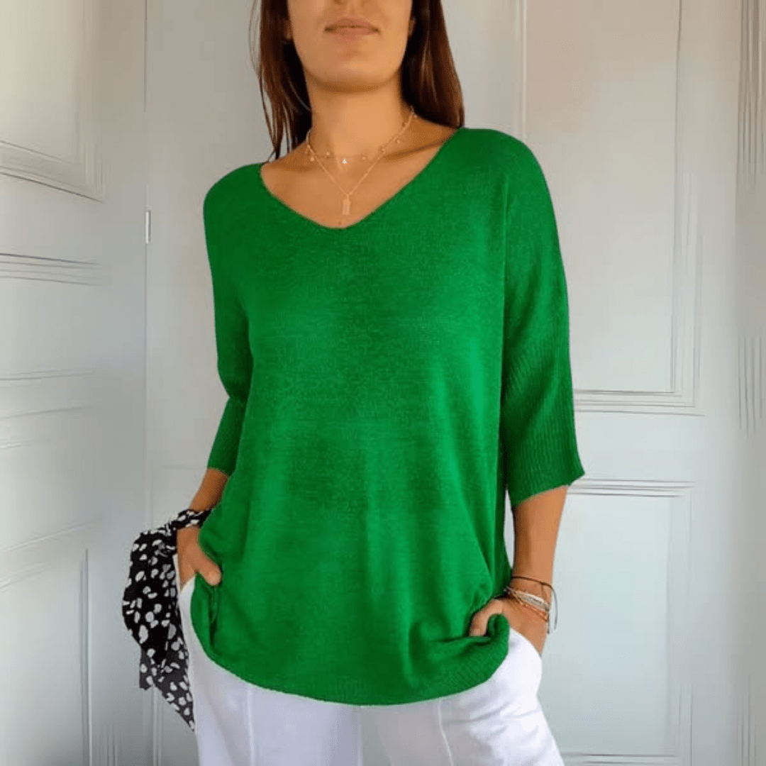 ANNA | KNITTED V-NECK TOP
