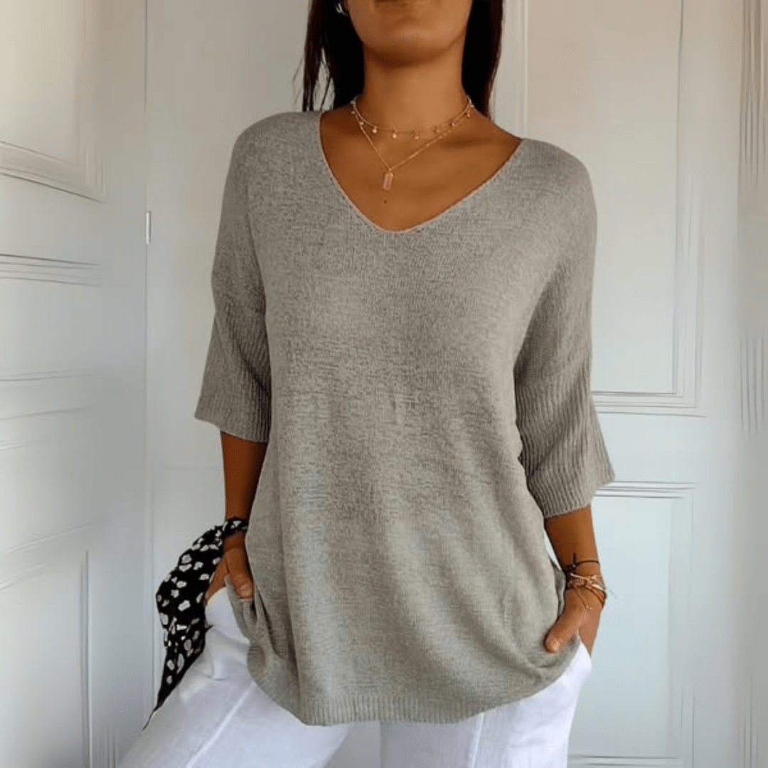 ANNA | KNITTED V-NECK TOP