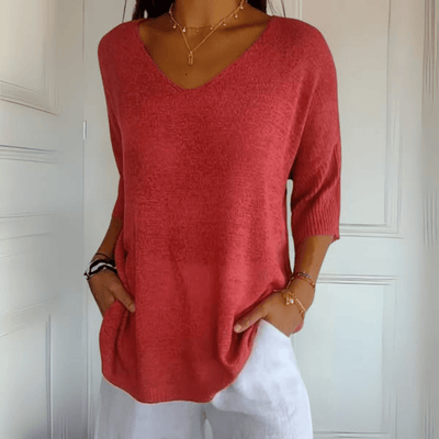 ANNA | KNITTED V-NECK TOP
