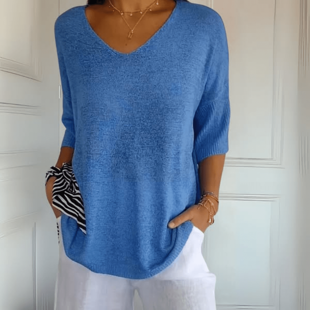 ANNA | KNITTED V-NECK TOP