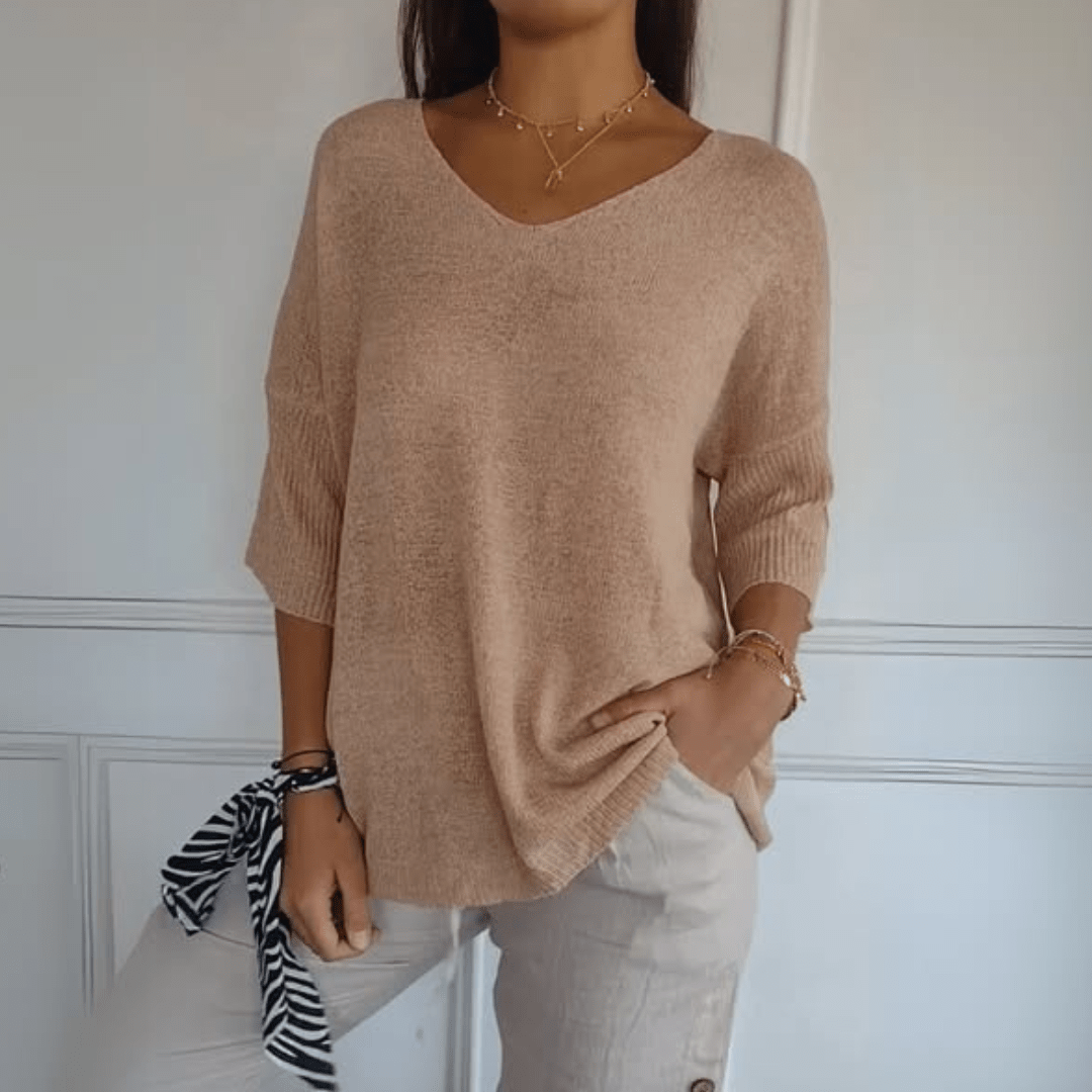 ANNA | KNITTED V-NECK TOP