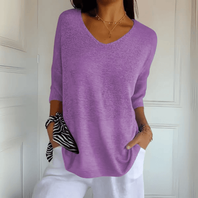 ANNA | KNITTED V-NECK TOP