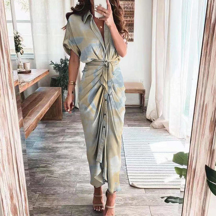 💖Women's Satin Button Down Dress