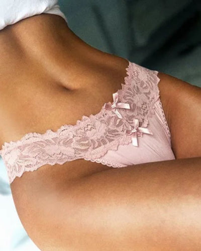 Female Mesh Solid Color Lace Underwear