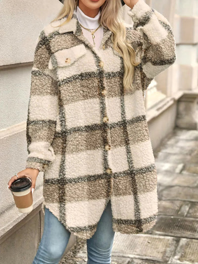 Brit & Boho™ | Mila Checked Jacket with Lapel Collar