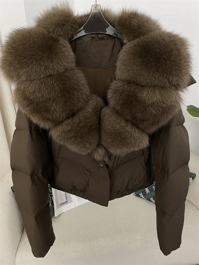 Brit & Boho™ | Aisha Puffer Jacket with Fur
