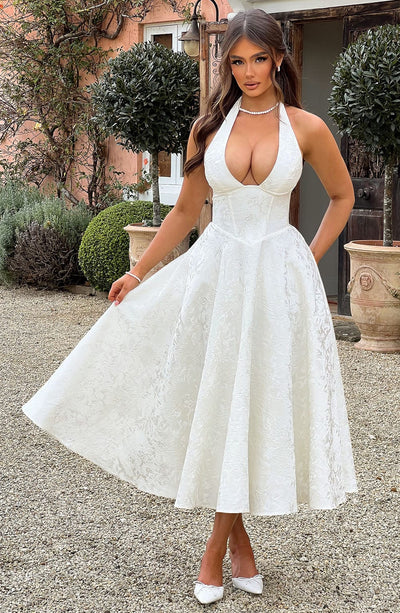Esmeralda | Sleeveless Halter Midi Dress