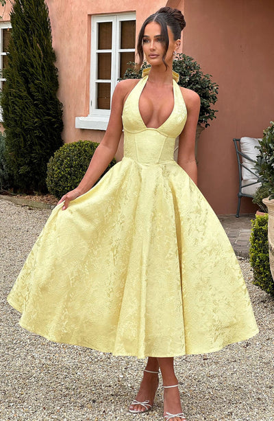 Esmeralda | Sleeveless Halter Midi Dress