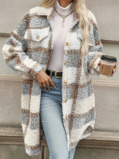 Brit & Boho™ | Mila Checked Jacket with Lapel Collar