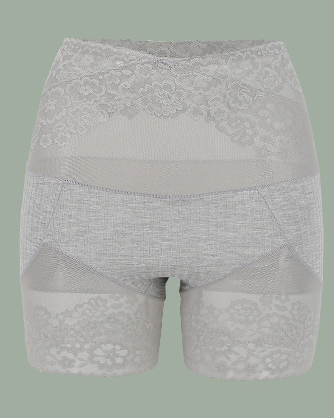 Legging taille haute en coton et dentelle pour le contrôle du ventre